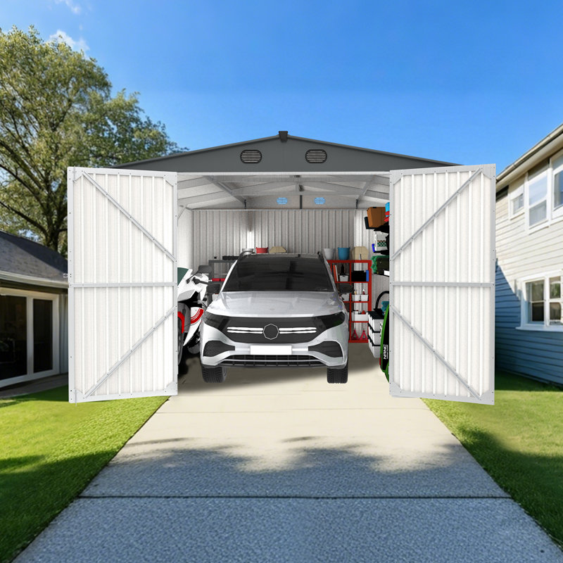Chery Industrial 13 ft. W X 20 ft. D Metal Storage Shed Garage